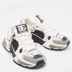 Dolce & Gabbana White/Black Neoprene and Suede Airmaster Sneakers Size 44