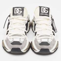 Dolce & Gabbana White/Black Neoprene and Suede Airmaster Sneakers Size 44