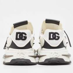 Dolce & Gabbana White/Black Neoprene and Suede Airmaster Sneakers Size 44