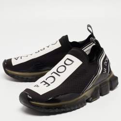 Dolce & Gabbana Black/White Knit Fabric Sorrento Sneakers Size 43