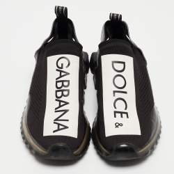 Dolce & Gabbana Black/White Knit Fabric Sorrento Sneakers Size 43