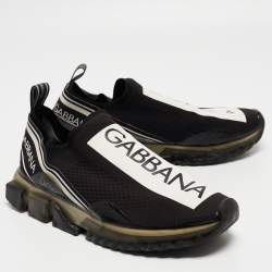 Dolce & Gabbana Black/White Knit Fabric Sorrento Sneakers Size 43