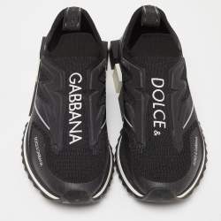 Dolce & Gabbana Black Knit Fabric Sorrento Slip On Sneakers Size 40