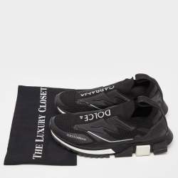Dolce & Gabbana Black Knit Fabric Sorrento Slip On Sneakers Size 40
