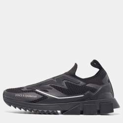 Pre Owned Dolce and Gabbana Black Knit Fabric Sorrento Sneakers Size 41