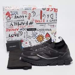 Pre Owned Dolce and Gabbana Black Knit Fabric Sorrento Sneakers Size 41