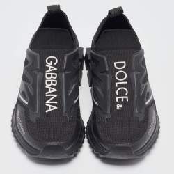 Pre Owned Dolce and Gabbana Black Knit Fabric Sorrento Sneakers Size 41