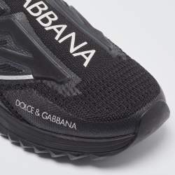 Pre Owned Dolce and Gabbana Black Knit Fabric Sorrento Sneakers Size 41