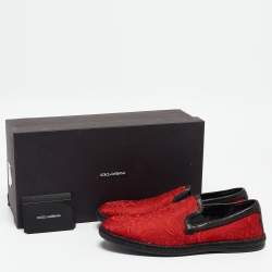 Dolce & Gabbana Red Floral Jacquard Fabric Espadrille Loafers Size 40