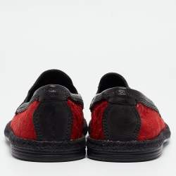 Dolce & Gabbana Red Floral Jacquard Fabric Espadrille Loafers Size 40