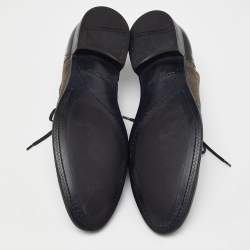 Dolce & Gabbana Black/Grey Brogue Leather and Suede Lace Up Derby Size 43