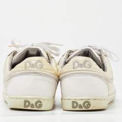 Dolce & Gabbana White Leather and Nylon Low Top Sneakers Size 41