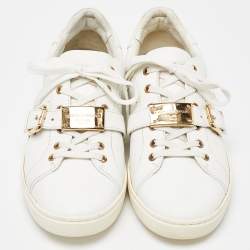 Dolce and Gabbana White Leather Buckle Detail Low Top Sneakers Size 43