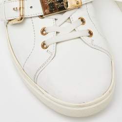 Dolce and Gabbana White Leather Buckle Detail Low Top Sneakers Size 43