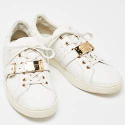 Dolce and Gabbana White Leather Buckle Detail Low Top Sneakers Size 43