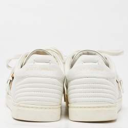 Dolce and Gabbana White Leather Buckle Detail Low Top Sneakers Size 43