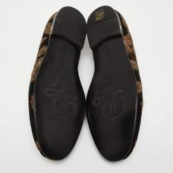Pre Owned Dolce & Gabbana Black Velvet Embroidered Floral Smoking Slippers Size 44