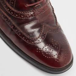 Dolce & Gabbana Burgundy Brogue Leather Lace Up Oxfords Size 38.5