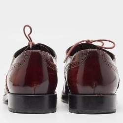 Dolce & Gabbana Burgundy Brogue Leather Lace Up Oxfords Size 38.5