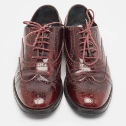 Dolce & Gabbana Burgundy Brogue Leather Lace Up Oxfords Size 38.5