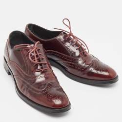 Dolce & Gabbana Burgundy Brogue Leather Lace Up Oxfords Size 38.5