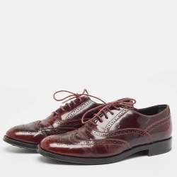 Dolce & Gabbana Burgundy Brogue Leather Lace Up Oxfords Size 38.5
