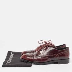 Dolce & Gabbana Burgundy Brogue Leather Lace Up Oxfords Size 38.5