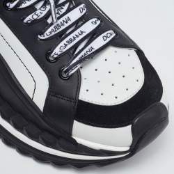Dolce & Gabbana White/Black Suede and Leather Super King Low Top Sneakers Size 41