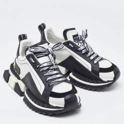Dolce & Gabbana White/Black Suede and Leather Super King Low Top Sneakers Size 41