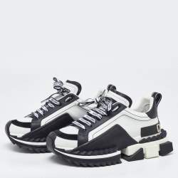 Dolce & Gabbana White/Black Suede and Leather Super King Low Top Sneakers Size 41