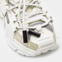Pre Owned Dolce & Gabbana White Nylon and Leather Space Sneakers Size 43