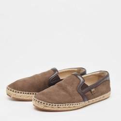 Dolce & Gabbana Brown Nubuck And Leather Espadrille Flats Size 40