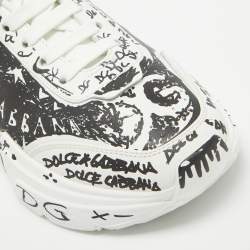 Dolce & Gabbana Black/White Graffiti Logo Low Top Sneakers Size 40.5