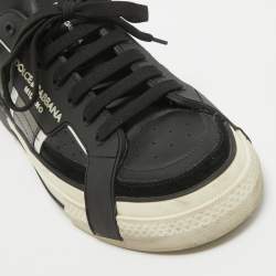 Pre Owned Dolce & Gabbana Black Leather Custom 2.Zero Low Top Sneakers Size 43