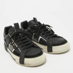 Pre Owned Dolce & Gabbana Black Leather Custom 2.Zero Low Top Sneakers Size 43