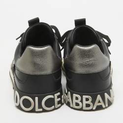 Pre Owned Dolce & Gabbana Black Leather Custom 2.Zero Low Top Sneakers Size 43