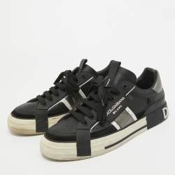 Pre Owned Dolce & Gabbana Black Leather Custom 2.Zero Low Top Sneakers Size 43