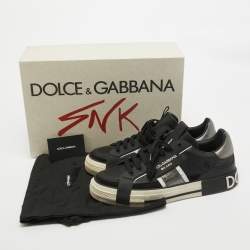 Pre Owned Dolce & Gabbana Black Leather Custom 2.Zero Low Top Sneakers Size 43