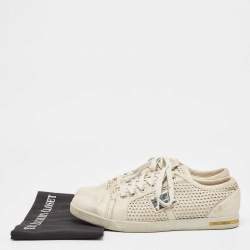Dolce & Gabbana White Laser Cut Leather Low Top Sneakers Size 42