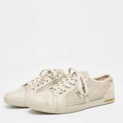 Dolce & Gabbana White Laser Cut Leather Low Top Sneakers Size 42
