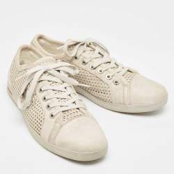 Dolce & Gabbana White Laser Cut Leather Low Top Sneakers Size 42