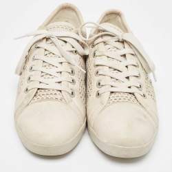 Dolce & Gabbana White Laser Cut Leather Low Top Sneakers Size 42