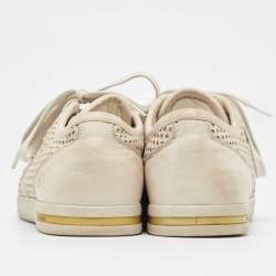 Dolce & Gabbana White Laser Cut Leather Low Top Sneakers Size 42