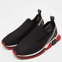 Dolce & Gabbana Black Knit Fabric Sorrento Sneakers Size 44