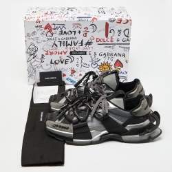 Dolce & Gabbana Grey/Black Mesh and Suede Space Sneakers Size 46
