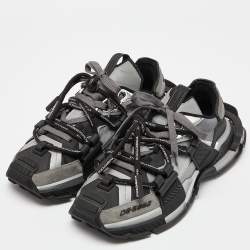 Dolce & Gabbana Grey/Black Mesh and Suede Space Sneakers Size 46