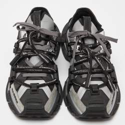 Dolce & Gabbana Grey/Black Mesh and Suede Space Sneakers Size 46