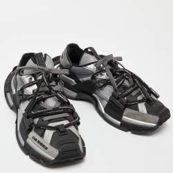Dolce & Gabbana Grey/Black Mesh and Suede Space Sneakers Size 46