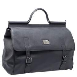 Dolce & Gabbana Grey Leather Sicily Travel Bag