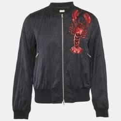 Dries van Noten Black Quilted Cotton Blend Scorpio Embellish Detail Zip-Up Jacket L